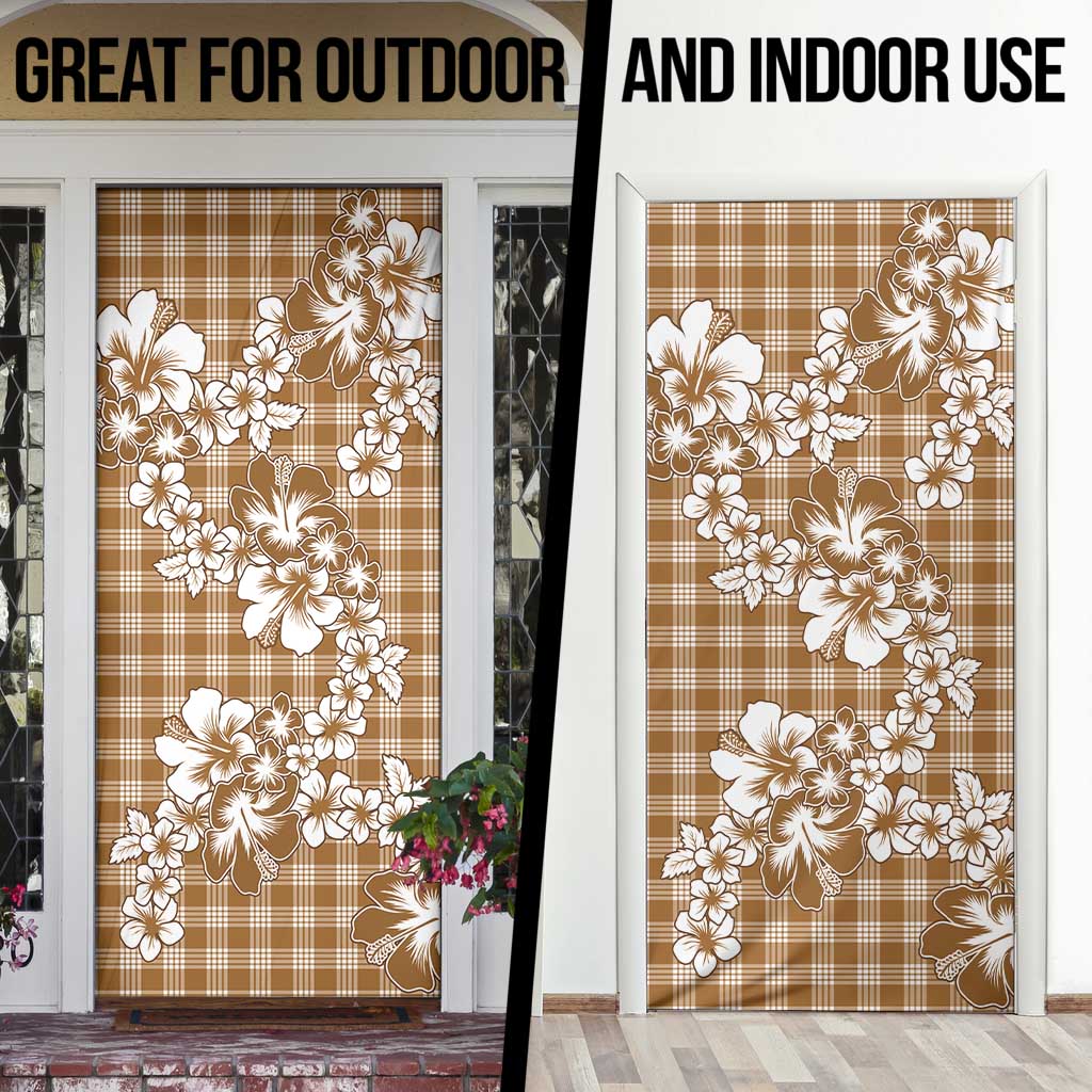 Hibiscus Pakala Bronze Brown Door Cover Tropical Floral Stylized - Polynesian Pride