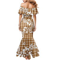 Hibiscus Pakala Bronze Brown Family Matching Mermaid Dress and Hawaiian Shirt Tropical Floral Stylized - Polynesian Pride