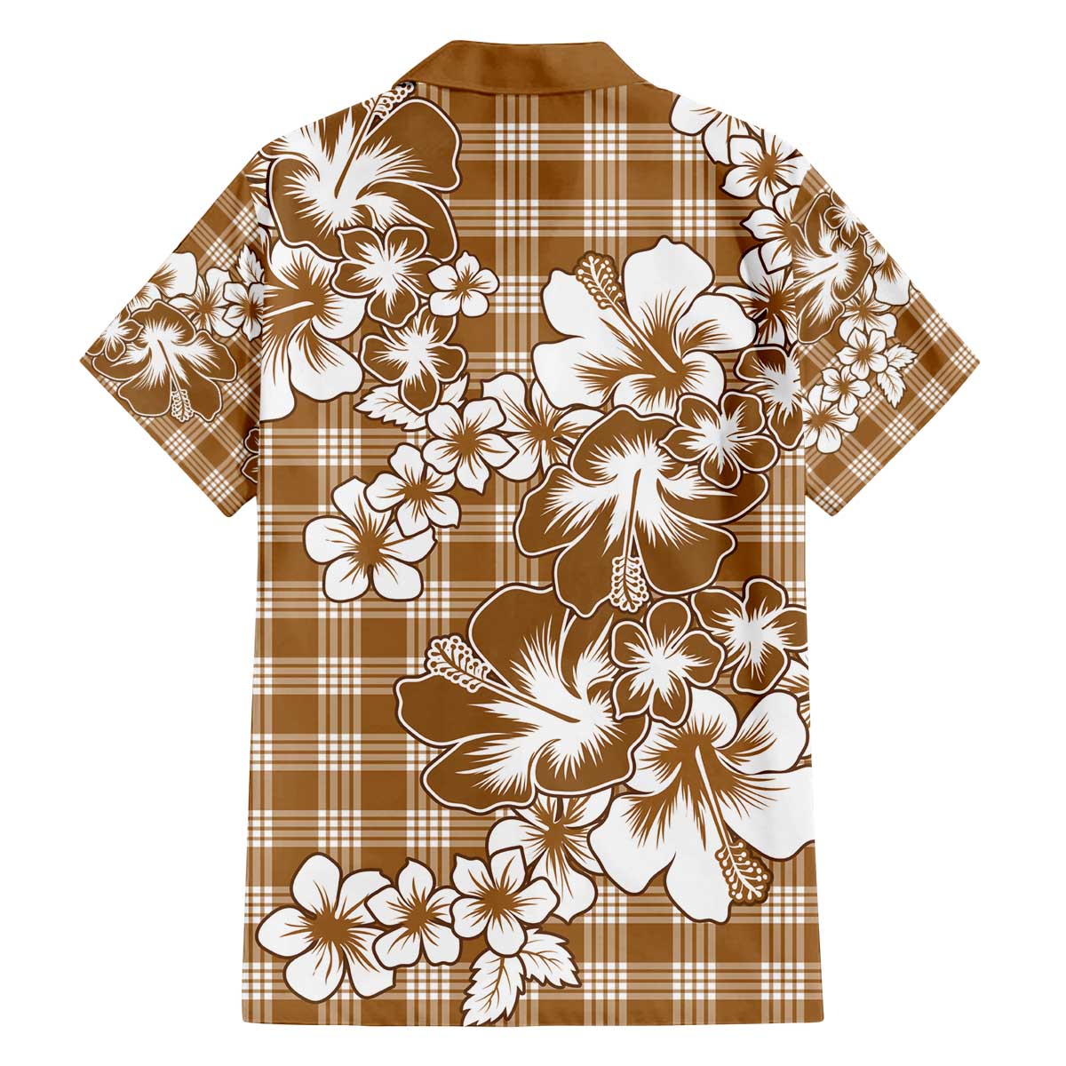 Hibiscus Pakala Bronze Brown Family Matching Off The Shoulder Long Sleeve Dress and Hawaiian Shirt Tropical Floral Stylized - Polynesian Pride