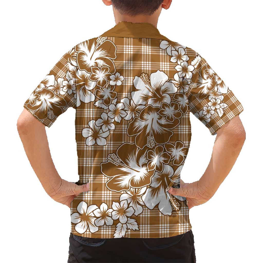 Hibiscus Pakala Bronze Brown Family Matching Puletasi and Hawaiian Shirt Tropical Floral Stylized - Polynesian Pride