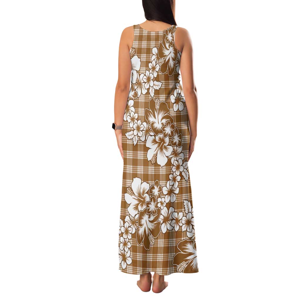 Hibiscus Pakala Bronze Brown Family Matching Tank Maxi Dress and Hawaiian Shirt Tropical Floral Stylized - Polynesian Pride