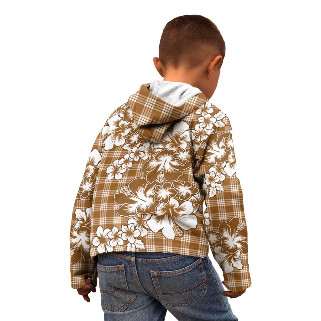 Hibiscus Pakala Bronze Brown Kid Hoodie Tropical Floral Stylized - Polynesian Pride