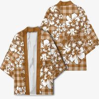 Hibiscus Pakala Bronze Brown Kimono Tropical Floral Stylized - Polynesian Pride