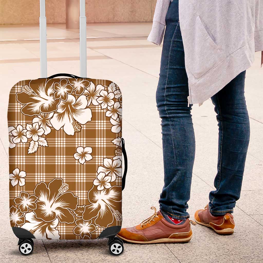 Hibiscus Pakala Bronze Brown Luggage Cover Tropical Floral Stylized - Polynesian Pride