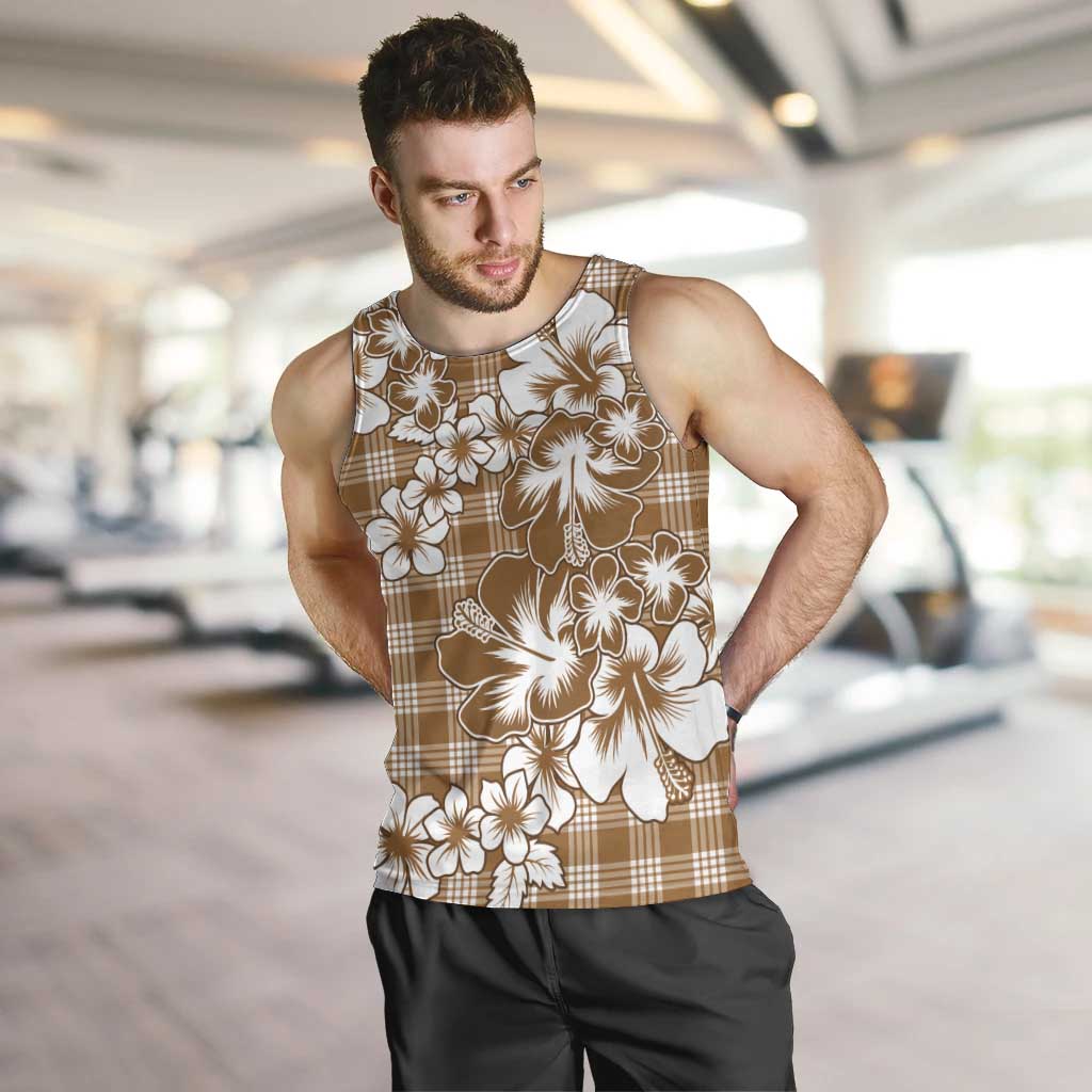 Hibiscus Pakala Bronze Brown Men Tank Top Tropical Floral Stylized - Polynesian Pride