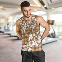 Hibiscus Pakala Bronze Brown Men Tank Top Tropical Floral Stylized - Polynesian Pride