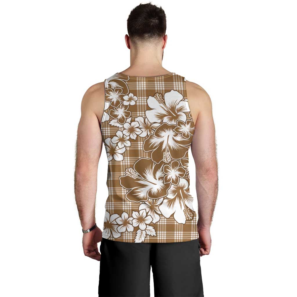 Hibiscus Pakala Bronze Brown Men Tank Top Tropical Floral Stylized - Polynesian Pride
