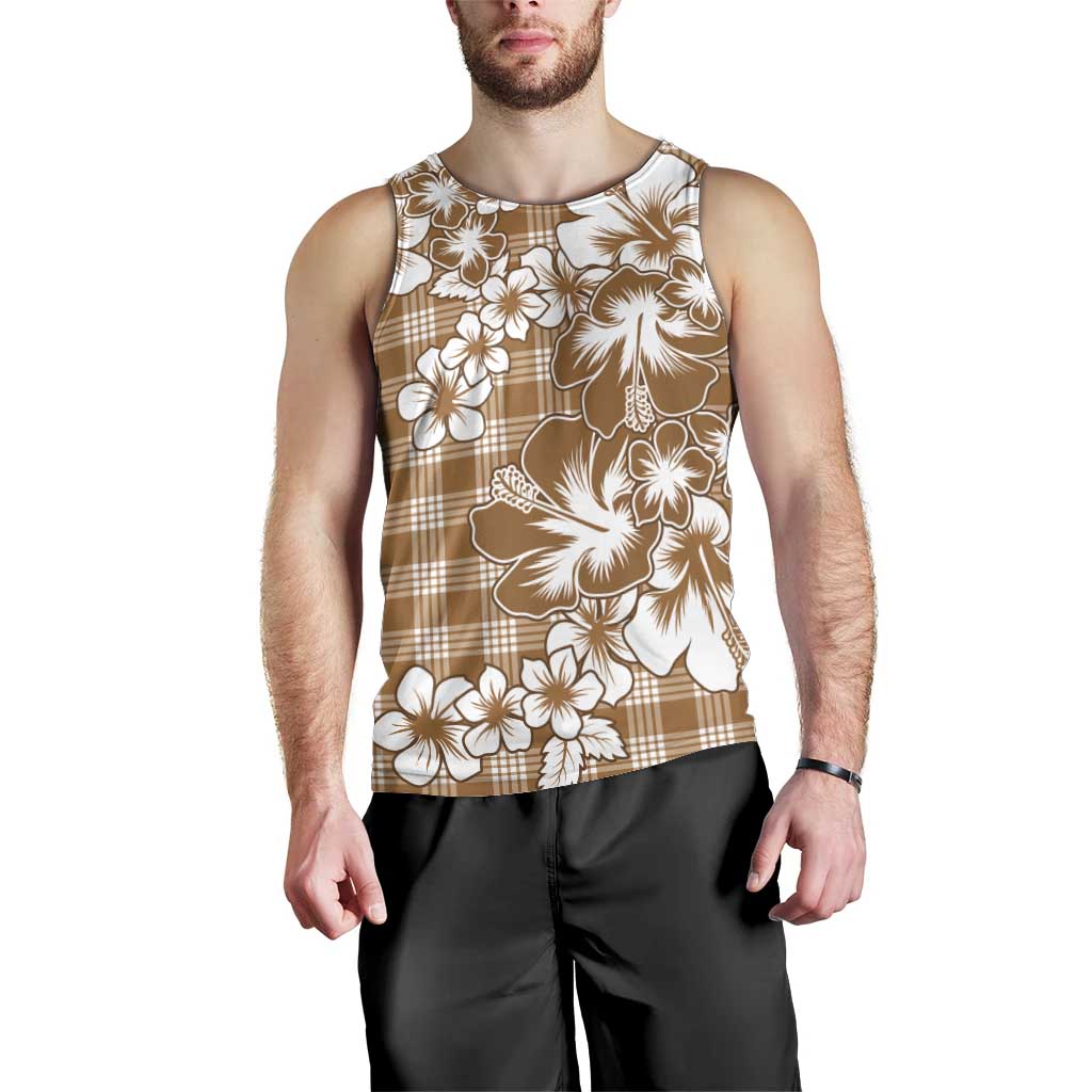 Hibiscus Pakala Bronze Brown Men Tank Top Tropical Floral Stylized - Polynesian Pride