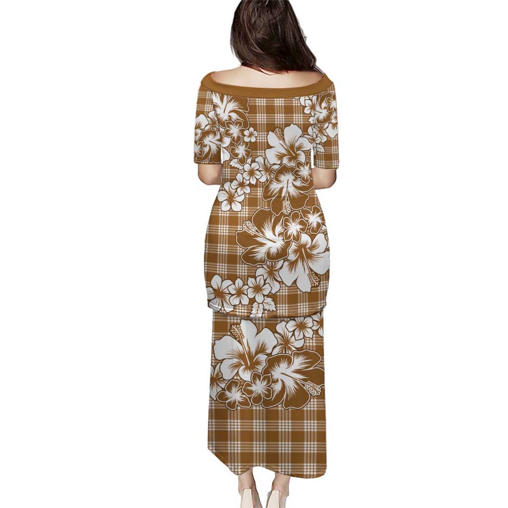 Hibiscus Pakala Bronze Brown Puletasi Tropical Floral Stylized - Polynesian Pride