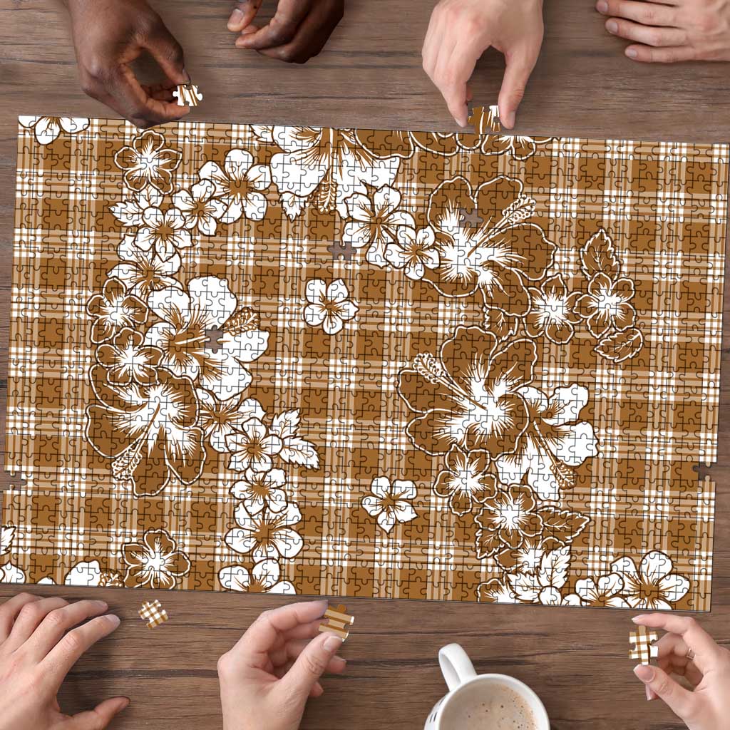 Hibiscus Pakala Bronze Brown Puzzle Tropical Floral Stylized - Polynesian Pride