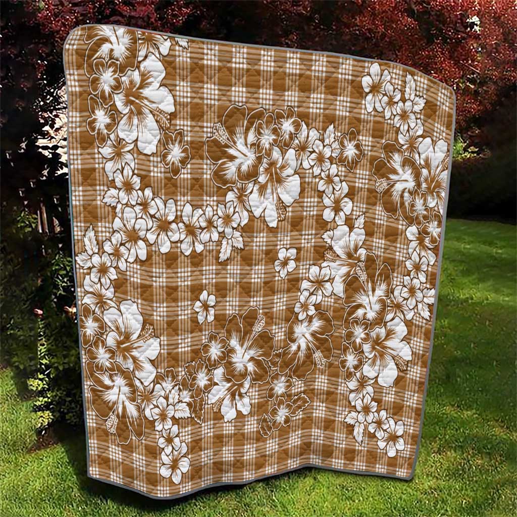 Hibiscus Pakala Bronze Brown Quilt Tropical Floral Stylized - Polynesian Pride