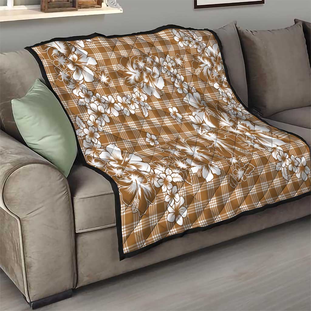 Hibiscus Pakala Bronze Brown Quilt Tropical Floral Stylized - Polynesian Pride