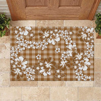 Hibiscus Pakala Bronze Brown Rubber Doormat Tropical Floral Stylized - Polynesian Pride