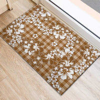 Hibiscus Pakala Bronze Brown Rubber Doormat Tropical Floral Stylized - Polynesian Pride