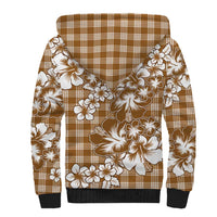 Hibiscus Pakala Bronze Brown Sherpa Hoodie Tropical Floral Stylized - Polynesian Pride
