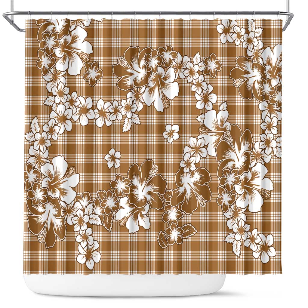 Hibiscus Pakala Bronze Brown Shower Curtain Tropical Floral Stylized - Polynesian Pride