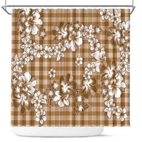 Hibiscus Pakala Bronze Brown Shower Curtain Tropical Floral Stylized - Polynesian Pride