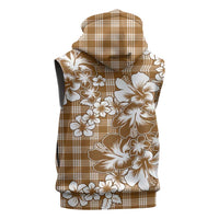 Hibiscus Pakala Bronze Brown Sleeveless Hoodie Tropical Floral Stylized - Polynesian Pride