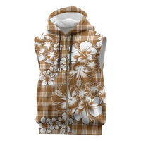 Hibiscus Pakala Bronze Brown Sleeveless Zip Hoodie Tropical Floral Stylized - Polynesian Pride