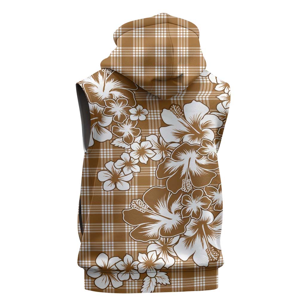 Hibiscus Pakala Bronze Brown Sleeveless Zip Hoodie Tropical Floral Stylized - Polynesian Pride