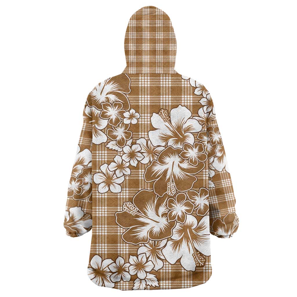 Hibiscus Pakala Bronze Brown Wearable Blanket Hoodie Tropical Floral Stylized - Polynesian Pride