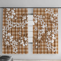 Hibiscus Pakala Bronze Brown Window Curtain Tropical Floral Stylized - Polynesian Pride
