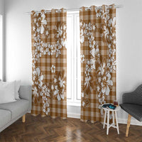 Hibiscus Pakala Bronze Brown Window Curtain Tropical Floral Stylized - Polynesian Pride