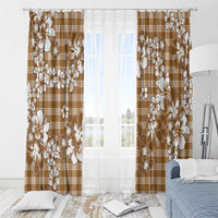 Hibiscus Pakala Bronze Brown Window Curtain Tropical Floral Stylized - Polynesian Pride