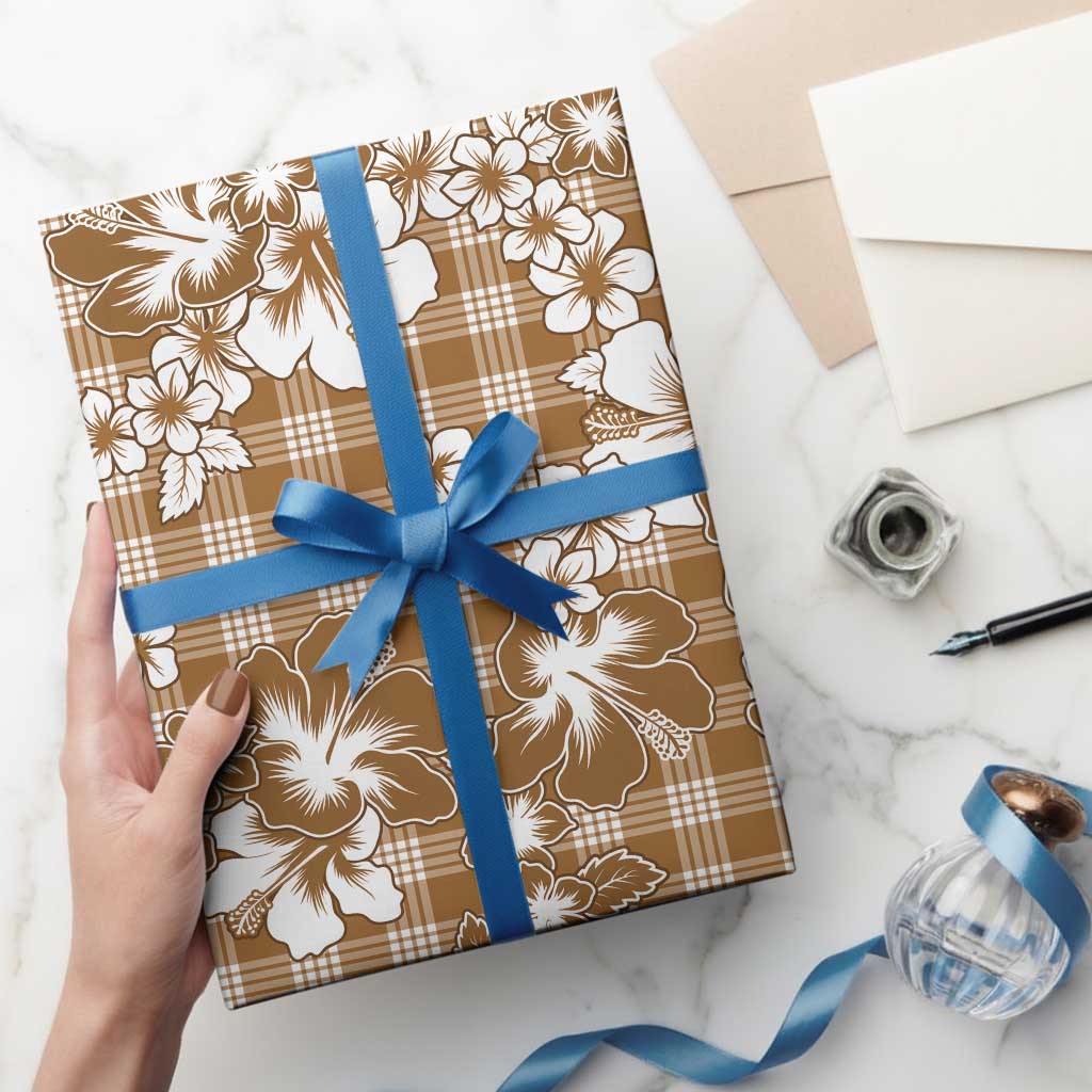 Hibiscus Pakala Bronze Brown Wrapping Paper Tropical Floral Stylized - Polynesian Pride