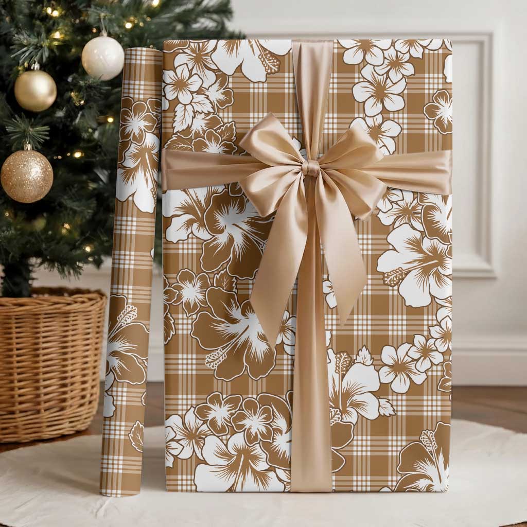 Hibiscus Pakala Bronze Brown Wrapping Paper Tropical Floral Stylized - Polynesian Pride