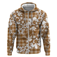 Hibiscus Pakala Bronze Brown Zip Hoodie Tropical Floral Stylized - Polynesian Pride