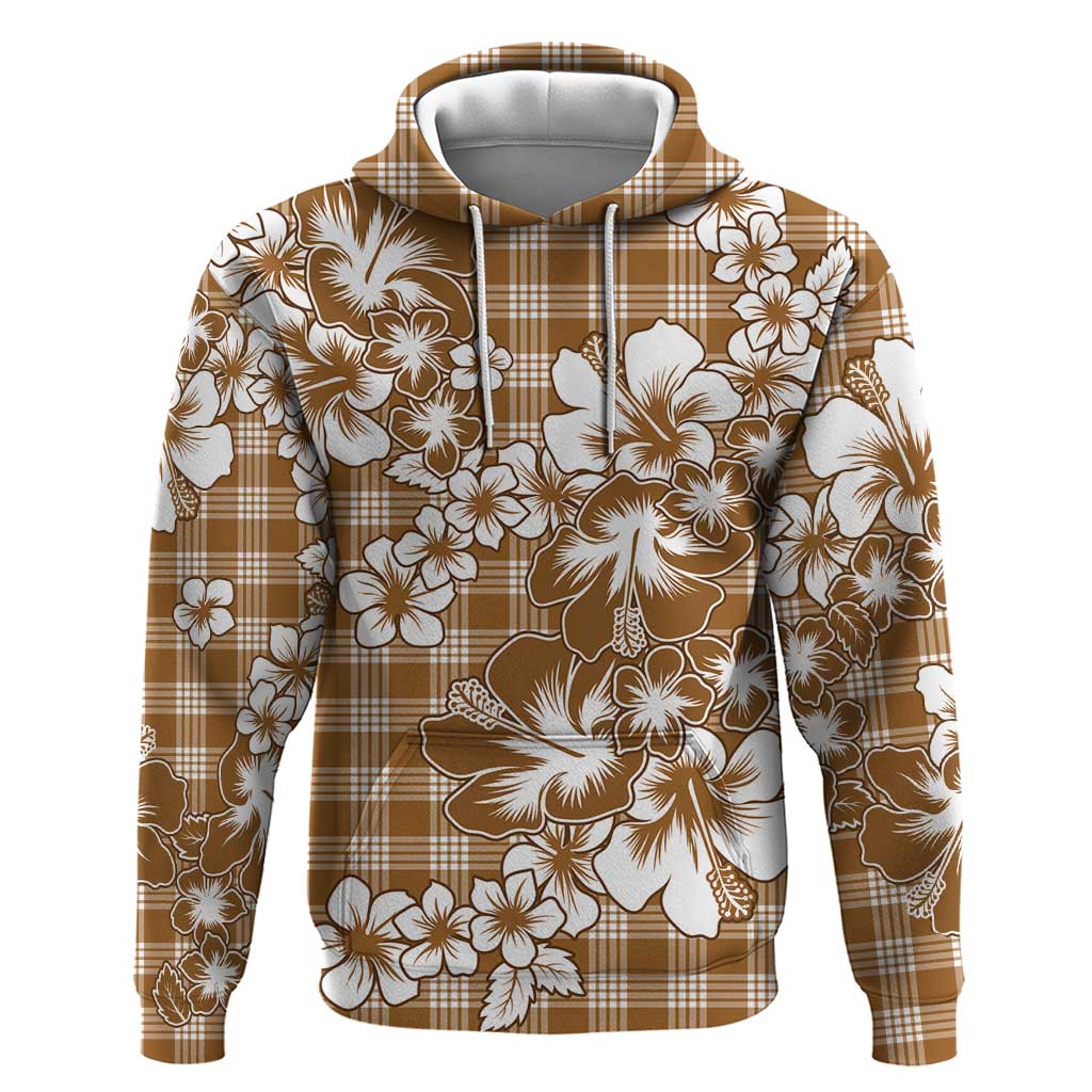 Hibiscus Pakala Bronze Brown Zip Hoodie Tropical Floral Stylized - Polynesian Pride