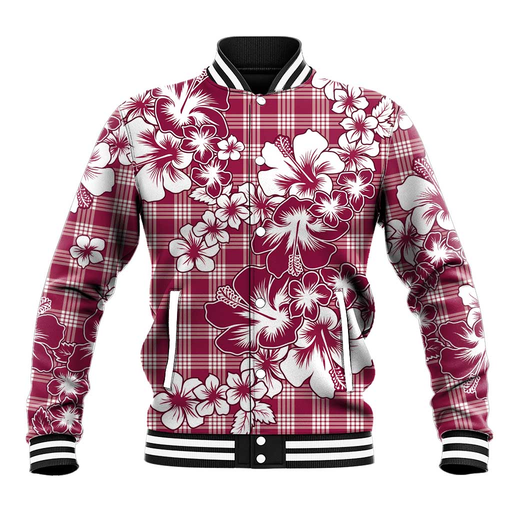 Hibiscus Pakala Royal Magenta Baseball Jacket Tropical Floral Stylized - Polynesian Pride