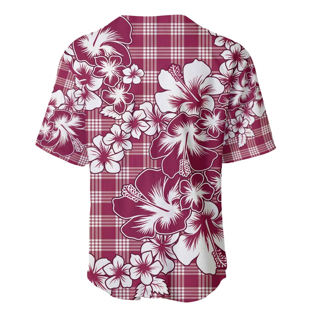 Hibiscus Pakala Royal Magenta Baseball Jersey Tropical Floral Stylized - Polynesian Pride