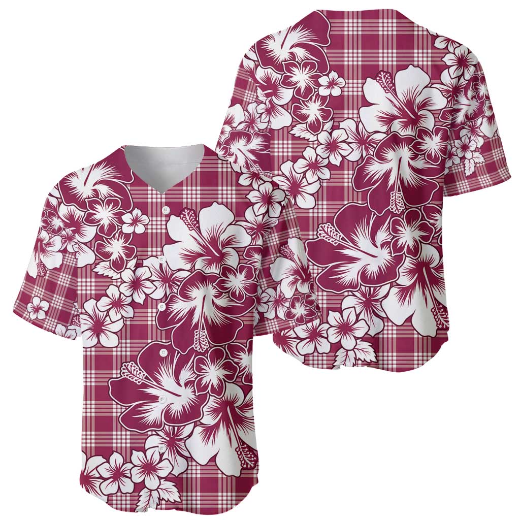 Hibiscus Pakala Royal Magenta Baseball Jersey Tropical Floral Stylized - Polynesian Pride