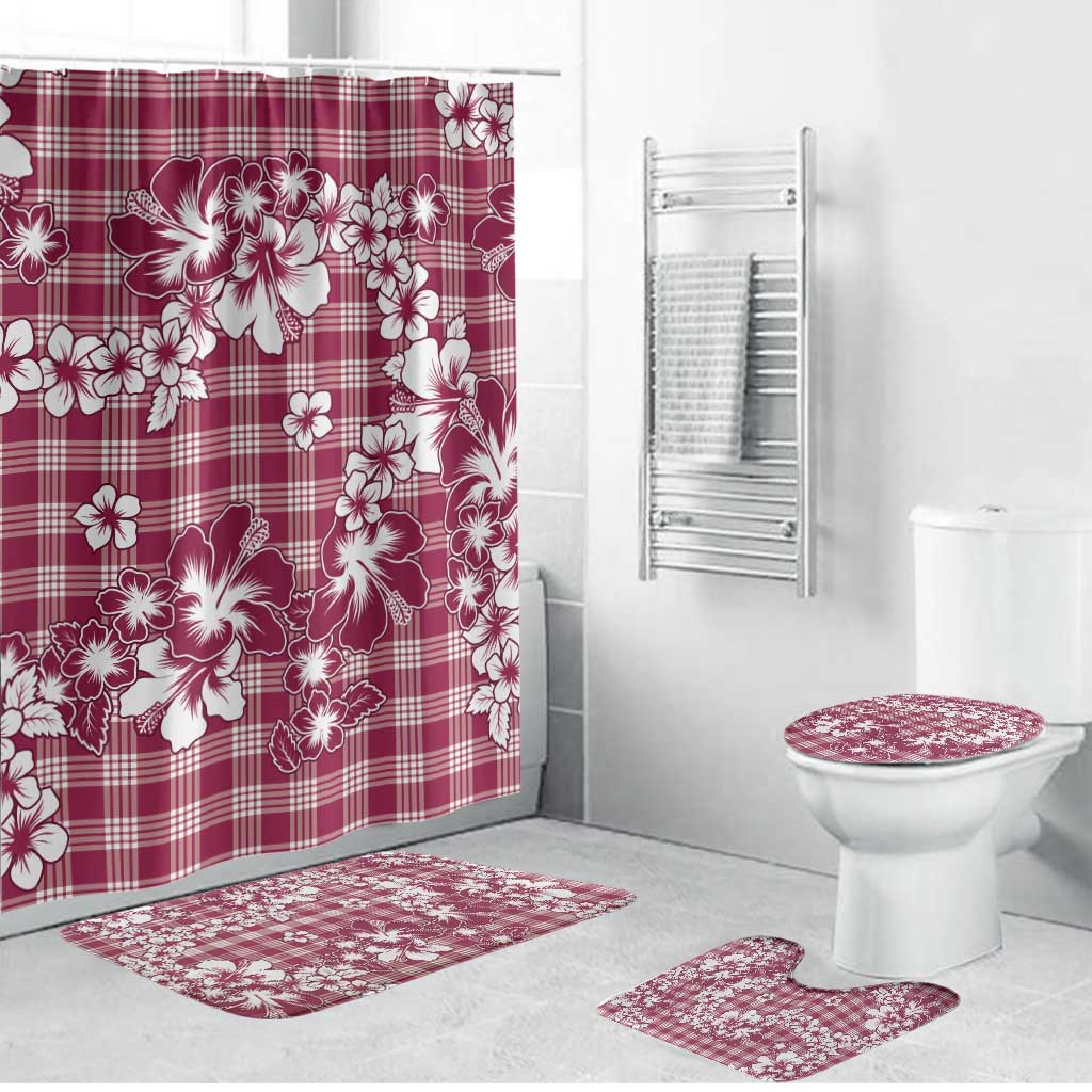 Hibiscus Pakala Royal Magenta Bathroom Set Tropical Floral Stylized - Polynesian Pride