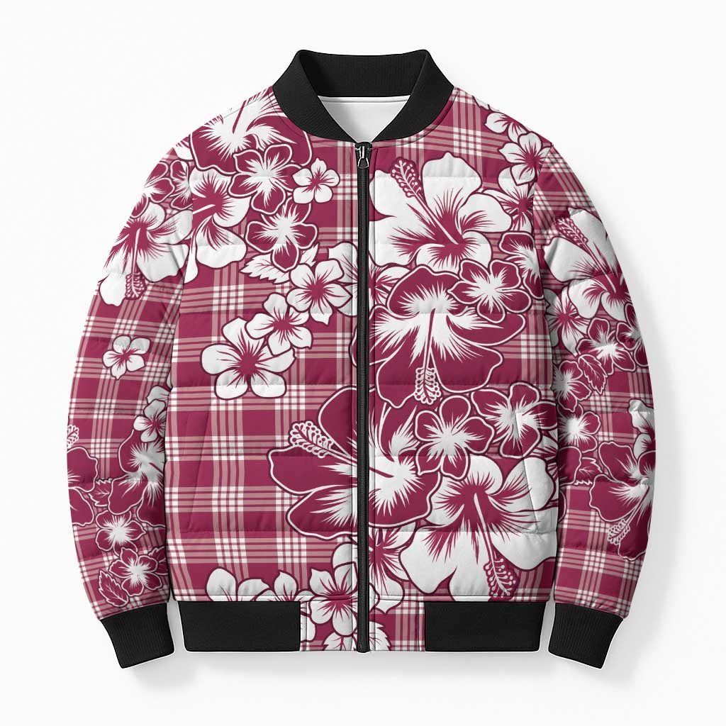 Hibiscus Pakala Royal Magenta Bomber Puffer Jacket Tropical Floral Stylized - Polynesian Pride