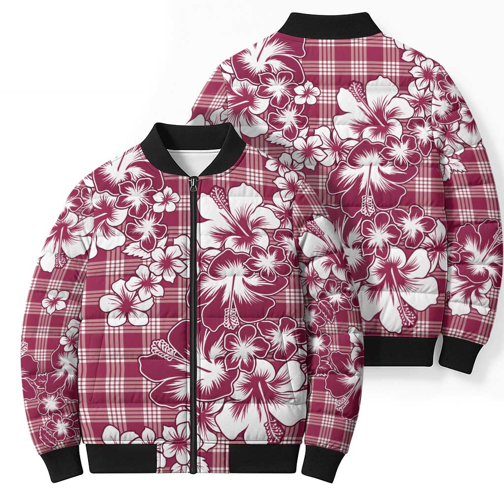 Hibiscus Pakala Royal Magenta Bomber Puffer Jacket Tropical Floral Stylized - Polynesian Pride