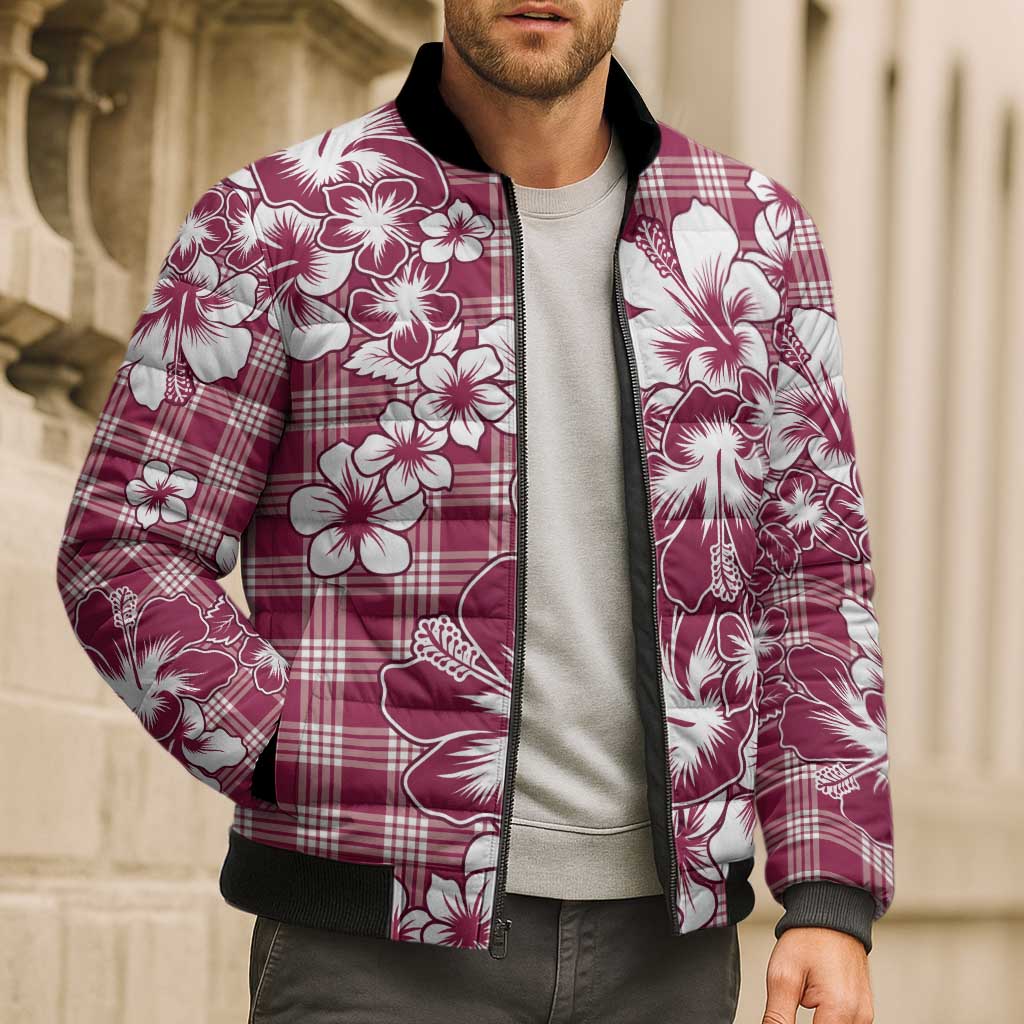 Hibiscus Pakala Royal Magenta Bomber Puffer Jacket Tropical Floral Stylized - Polynesian Pride
