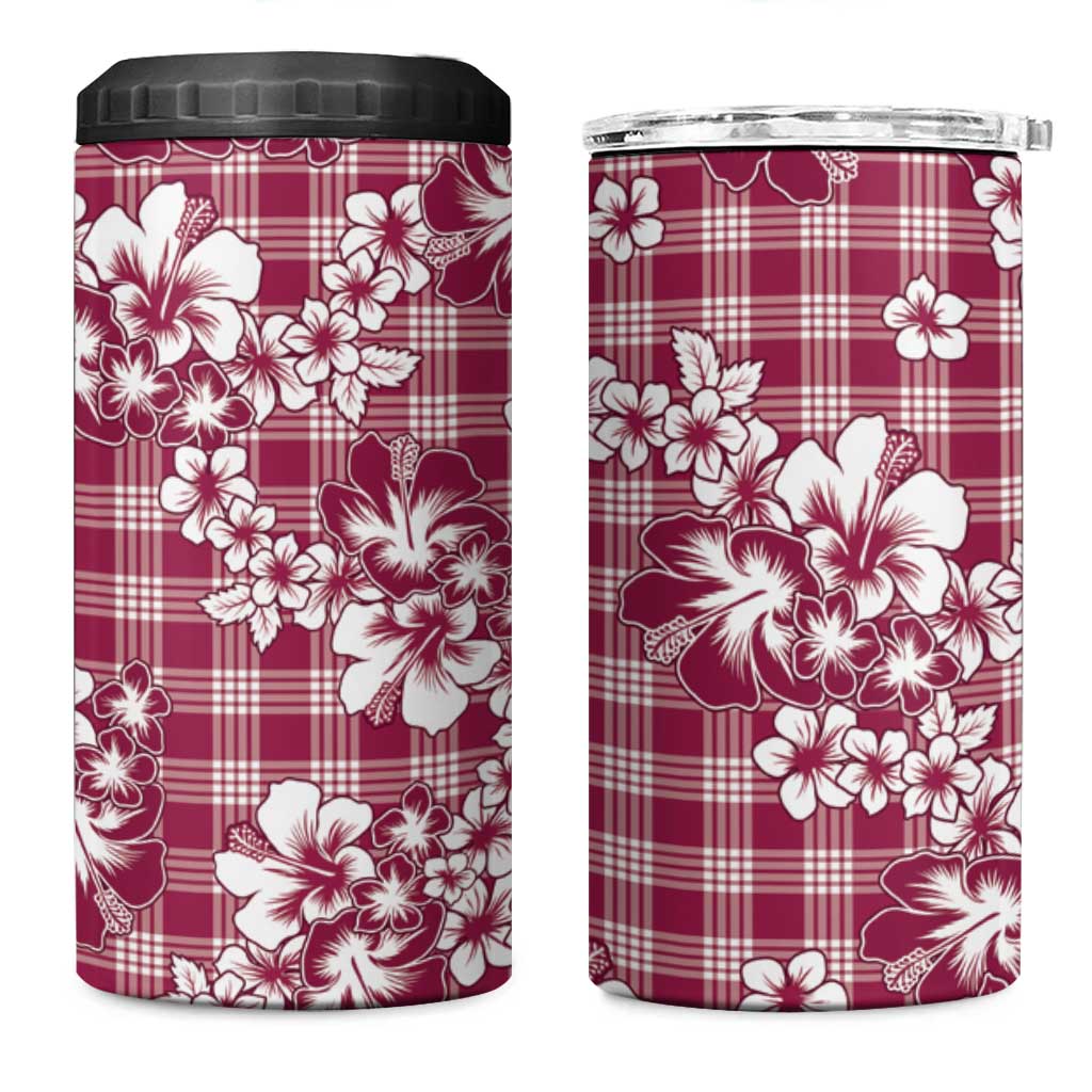 Hibiscus Pakala Royal Magenta 4 in 1 Can Cooler Tumbler Tropical Floral Stylized - Polynesian Pride