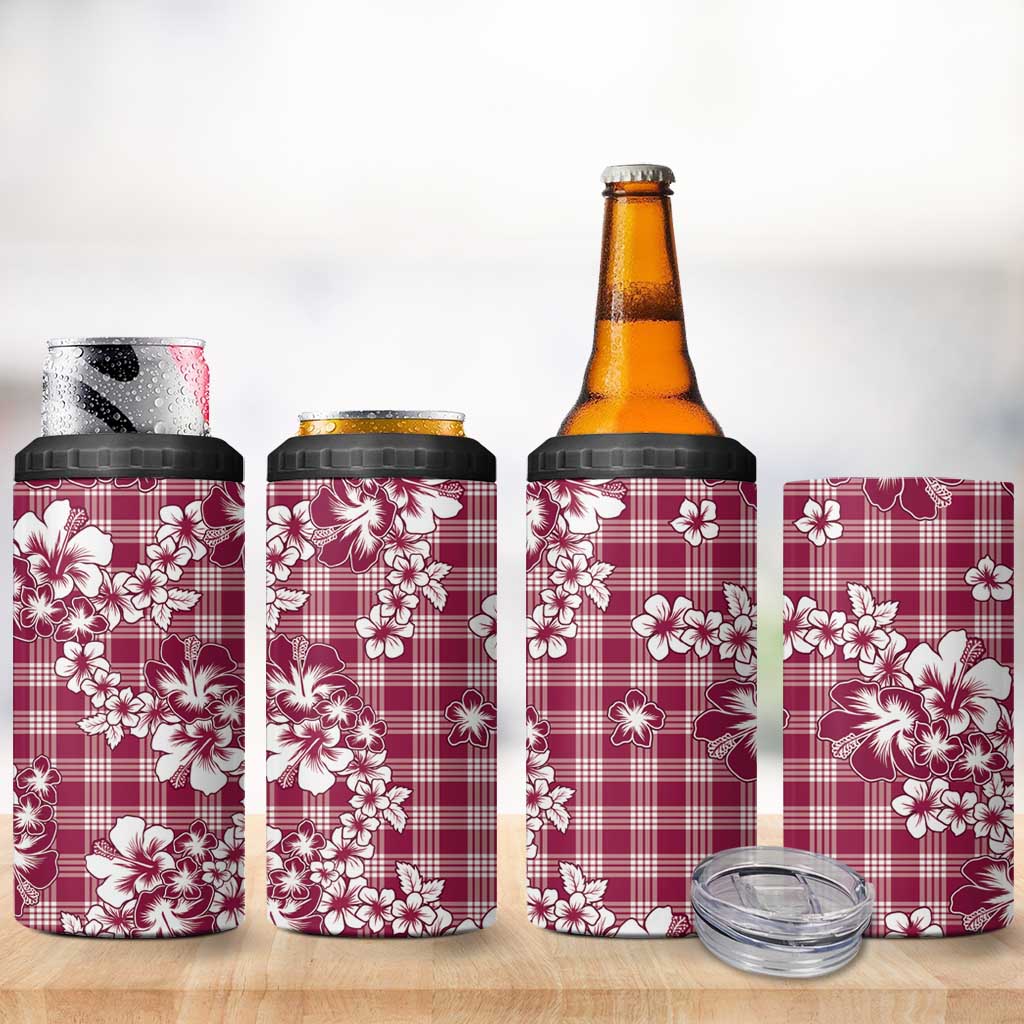 Hibiscus Pakala Royal Magenta 4 in 1 Can Cooler Tumbler Tropical Floral Stylized - Polynesian Pride