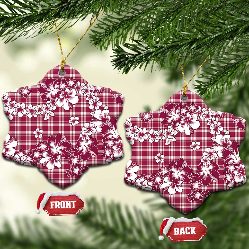 Hibiscus Pakala Royal Magenta Ceramic Ornament Tropical Floral Stylized - Polynesian Pride