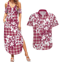 Hibiscus Pakala Royal Magenta Couples Matching Summer Maxi Dress and Hawaiian Shirt Tropical Floral Stylized - Polynesian Pride