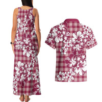 Hibiscus Pakala Royal Magenta Couples Matching Tank Maxi Dress and Hawaiian Shirt Tropical Floral Stylized - Polynesian Pride