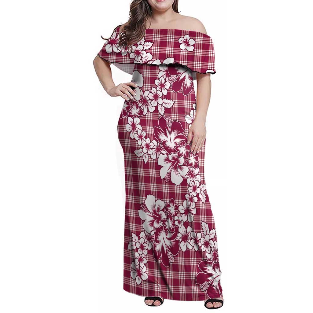 Hibiscus Pakala Royal Magenta Family Matching Off Shoulder Maxi Dress and Hawaiian Shirt Tropical Floral Stylized - Polynesian Pride
