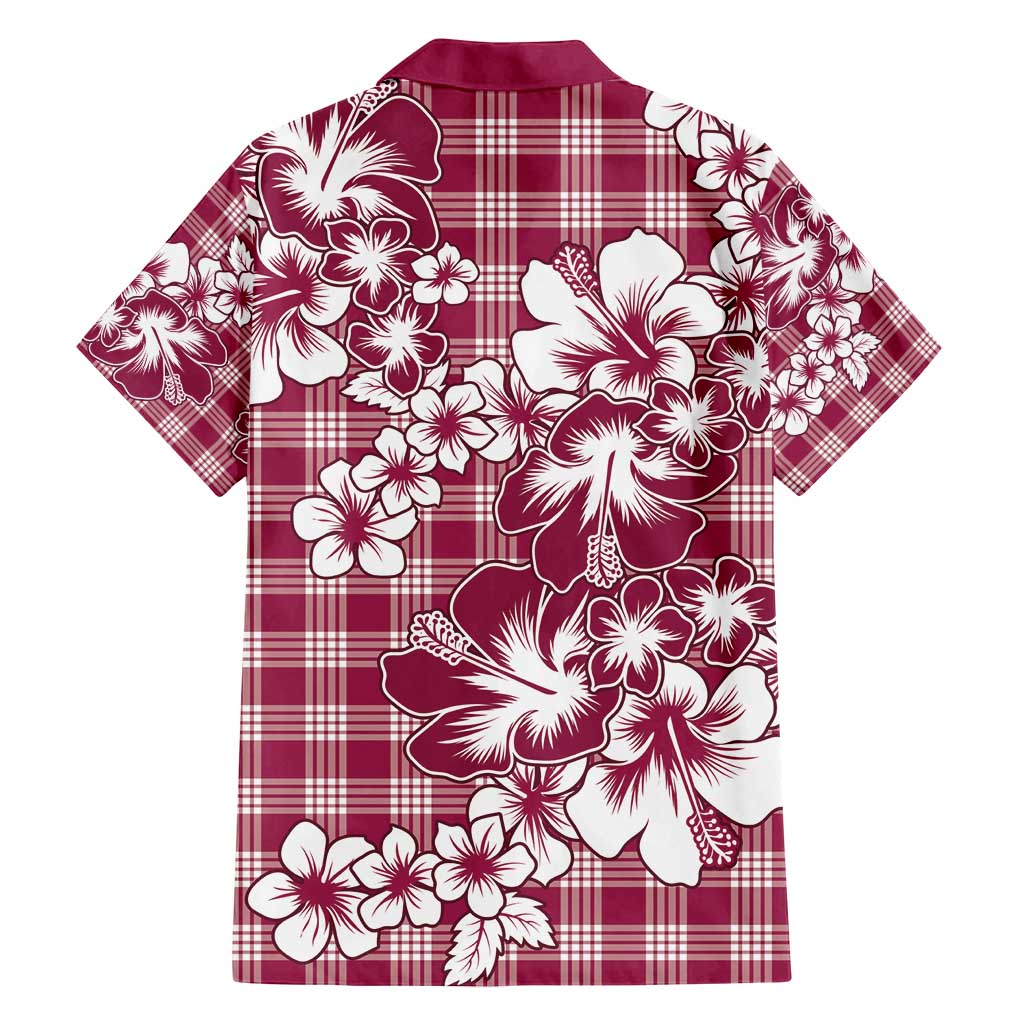 Hibiscus Pakala Royal Magenta Family Matching Off Shoulder Short Dress and Hawaiian Shirt Tropical Floral Stylized - Polynesian Pride