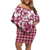 Hibiscus Pakala Royal Magenta Family Matching Off Shoulder Short Dress and Hawaiian Shirt Tropical Floral Stylized - Polynesian Pride