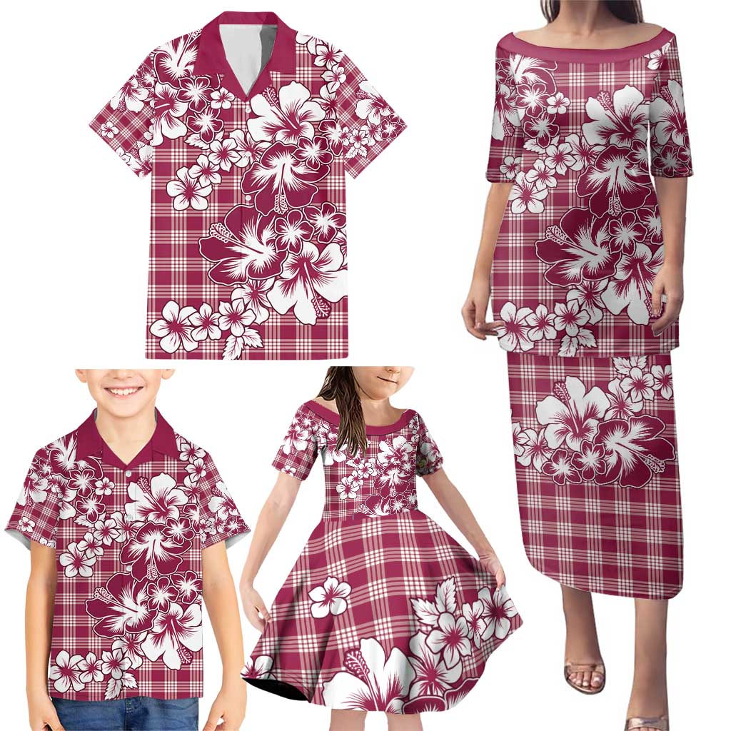 Hibiscus Pakala Royal Magenta Family Matching Puletasi and Hawaiian Shirt Tropical Floral Stylized - Polynesian Pride
