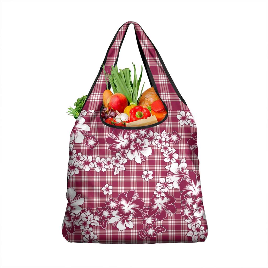 Hibiscus Pakala Royal Magenta Grocery Bag Tropical Floral Stylized - Polynesian Pride