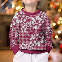 Hibiscus Pakala Royal Magenta Kid Ugly Christmas Sweater Tropical Floral Stylized - Polynesian Pride